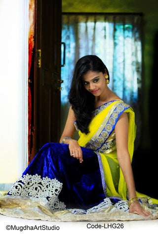 Yellow and Blue Lehenga