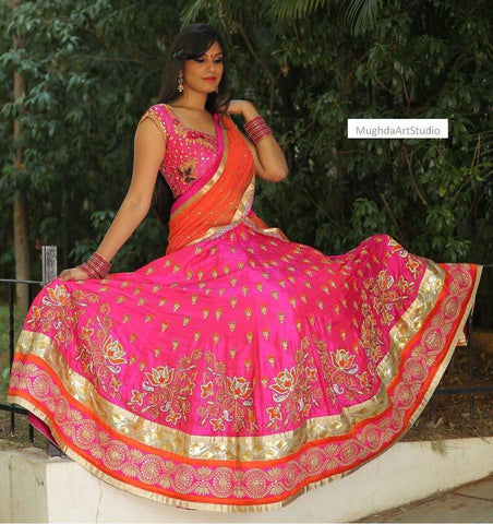 Pink and Orange lehenga
