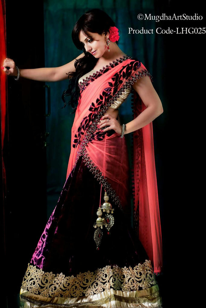 Black and Pink Lehenga